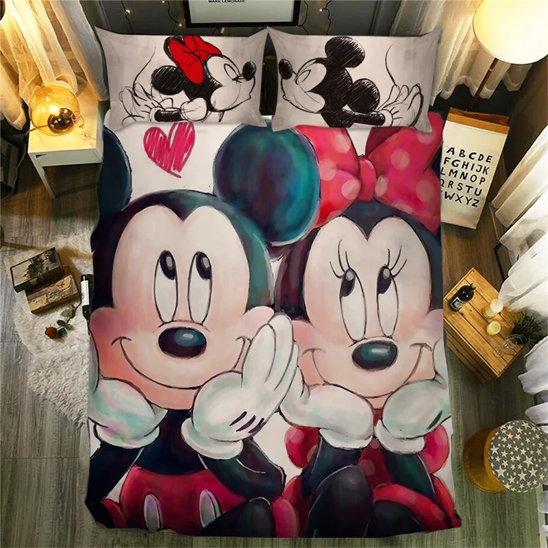 Комплект постельного белья Disney с изображением Микки Мауса и Минни пододеяльник 3D