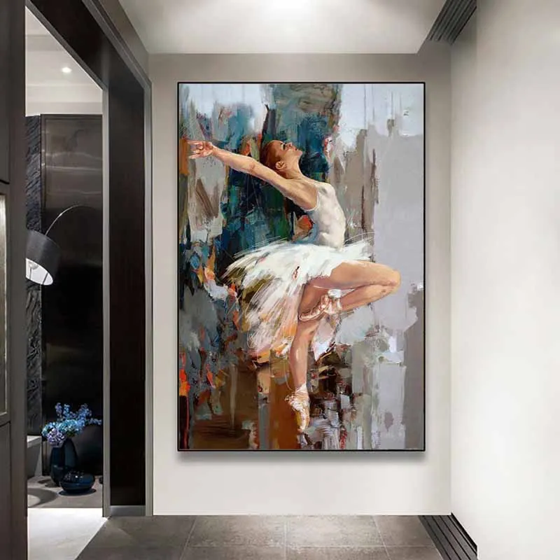 

Abstract Ballet Girl Oil Painting on Canvas Posters and Prints Dancing Ballerina Wall Art Cuadros Picture for Living Room Decor