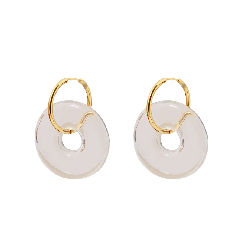 

European and American fashion ear jewelry circular resin material asymmetric pattern earrings and Earrings