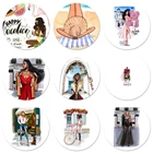 Модные коричневые волосы для мамы, девочки, модные кофейные значки, значки, украшения, броши, металлические значки для украшения рюкзака