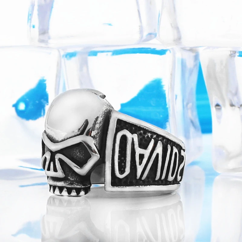 Мужское кольцо KLDY в стиле панк с черепом и надписью хип хоп мужское из