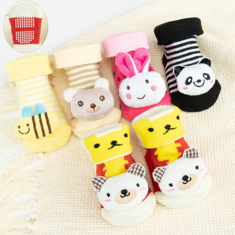 Newborn Baby Socks Floor Non-slip Cotton Cartoon Doll Socks with Baby Girls Boys Soft Cute Boots Toddlers Animal Sock Shoes Gift