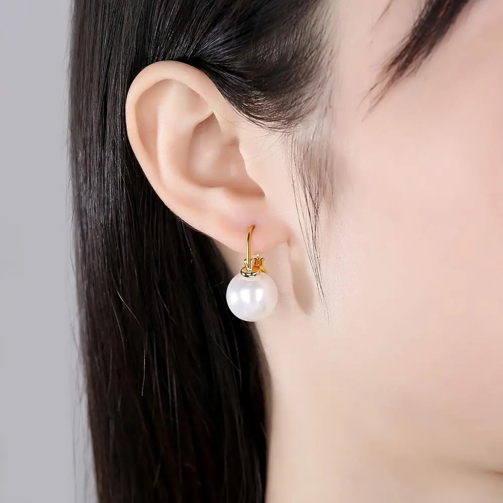 

FXLRY Elegant White Imitation Pearls Hoop Earrings for Women Statement Fashion Jewellery Gifts
