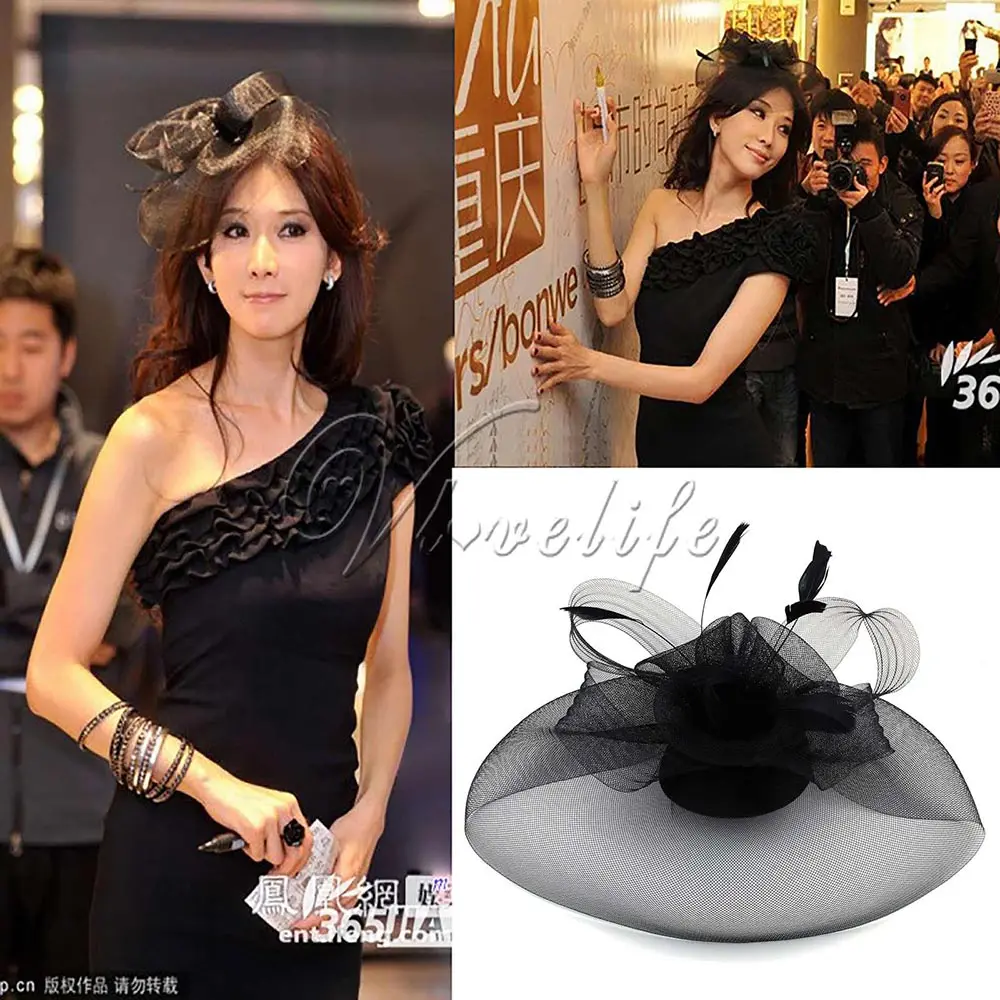 Женская вуаль высокого качества женские вечерние головные уборы пряжа перья