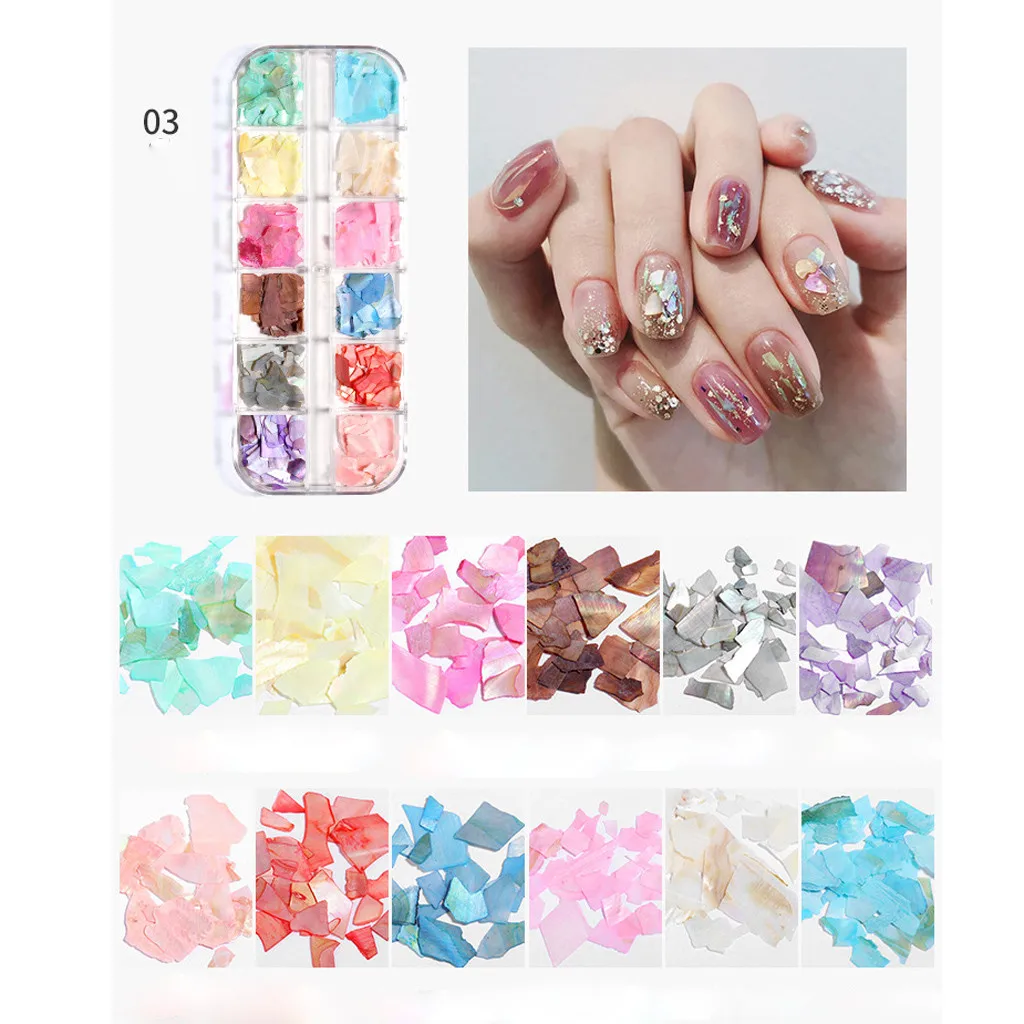 12 цветов украшения для дизайна ногтей смешанные ультра тонкие абобальные части