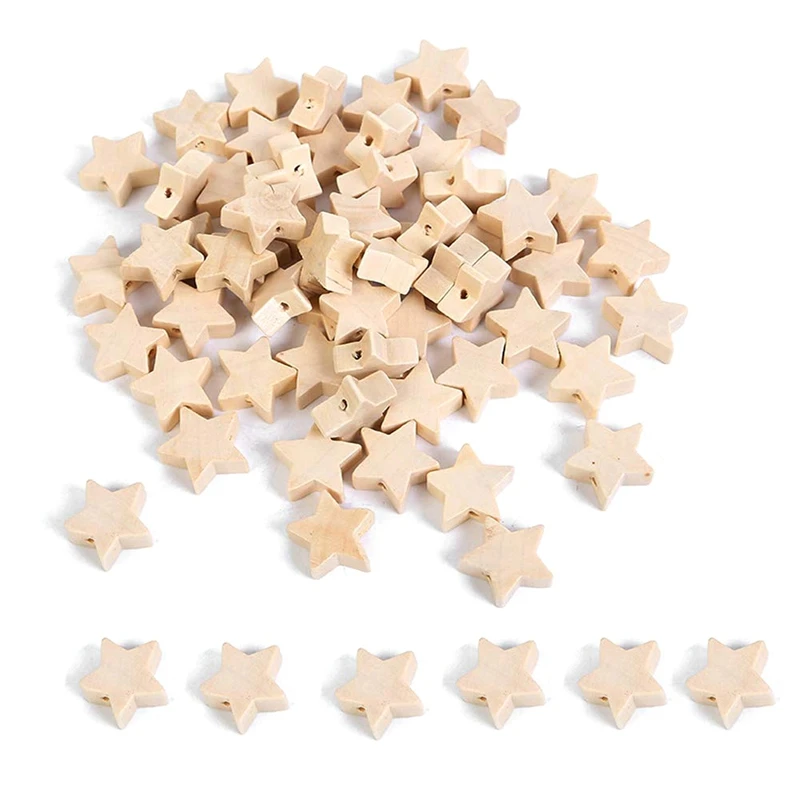 

Wood Beads Star Shape Unfinished Wooden Loose Beads Spacer Beads with Hole for Crafts DIY Jewelry Making(19MM, 100Pcs)