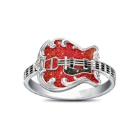 hot sale creative gothic style hip hop punk exquisite guitar zinc alloy ring for men birthday party banquet jewelry