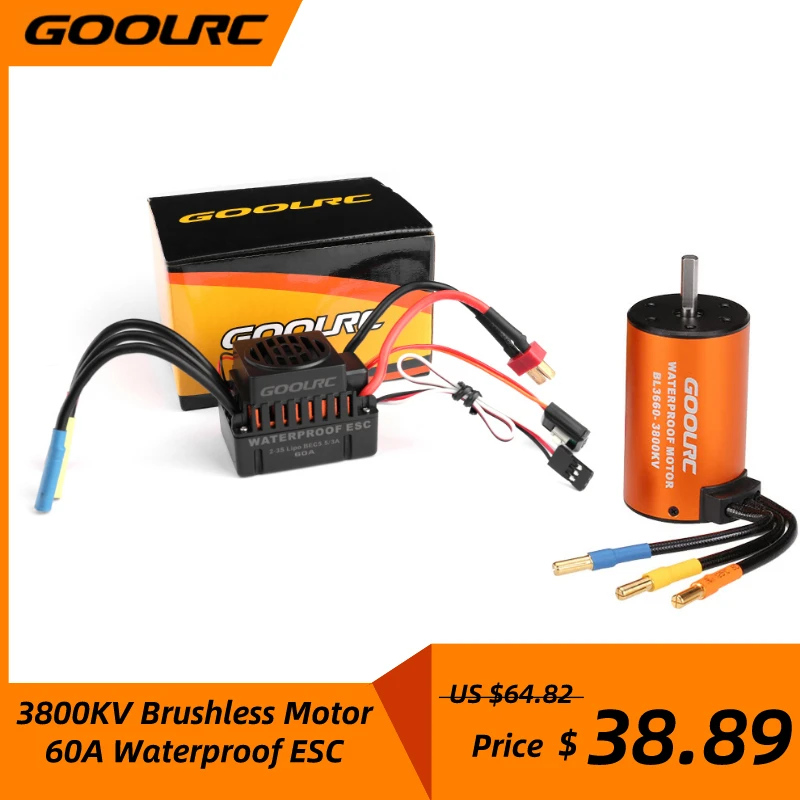 GoolRC 3660 3800KV бесщеточный двигатель с 60A ESC Комбинированный набор для 1/10 RC автомобиль