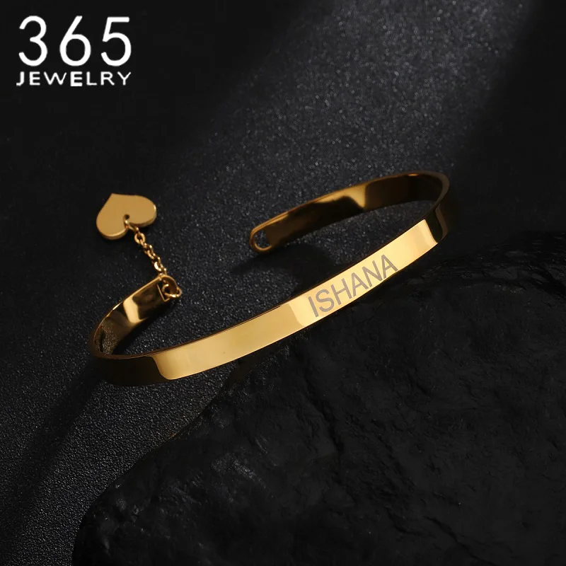 

Индивидуальная Настройка манжеты гравировка имени браслет из нержавеющей стали стильные ювелирные изделия для женщин подарок на день рождения