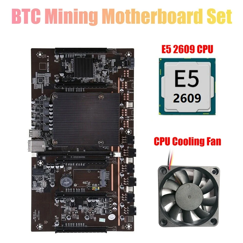

Материнская плата H61 BTCX79 для майнинга с процессором E5 2609 + охлаждающий вентилятор LGA 2011 DDR3, поддержка 3060 3070 3080, графическая карта для BTC