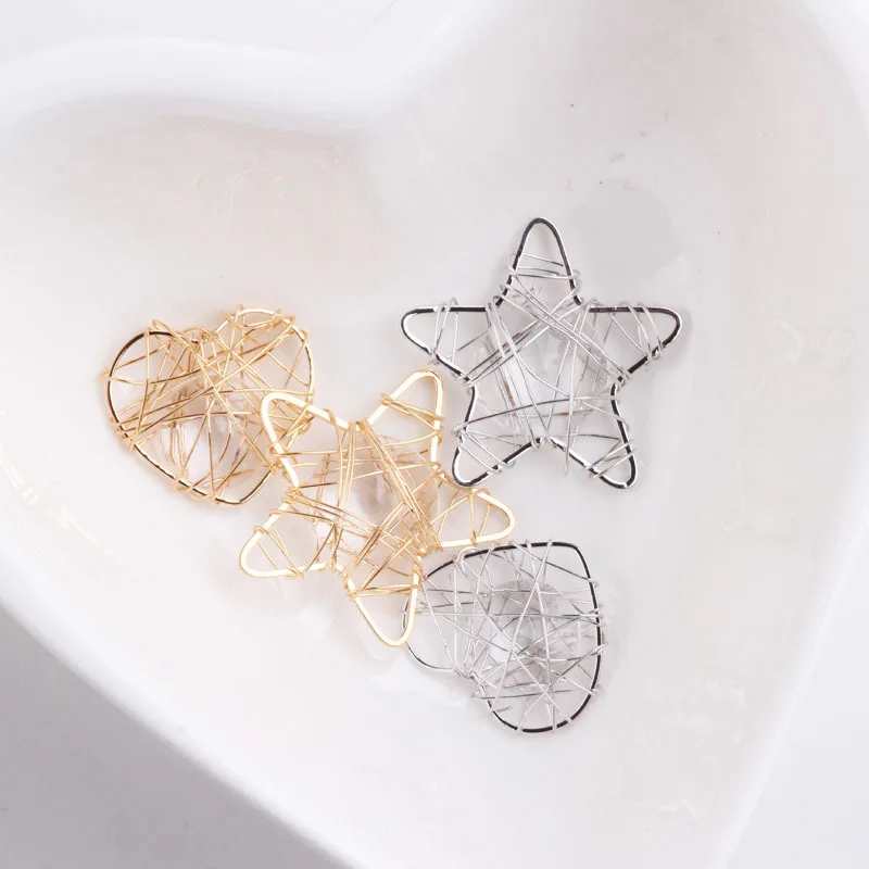

Аксессуары для самостоятельного изготовления сережек Φ 18K, настоящий золотой цвет, циркон, любовь, пятиугольные серьги, подвесные материалы