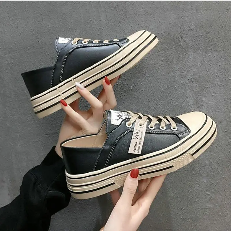 

New Arrival Low Chunky female Women casual Sneakers shoes Fashion Casual Vulcanize flats Shoes Ladies thick bottom shoes A64-24