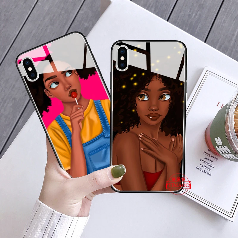 Черный волшебный женский стеклянный чехол для телефона Apple iPhone 11 Pro XR X XS Max 6 6S 7 8 Plus