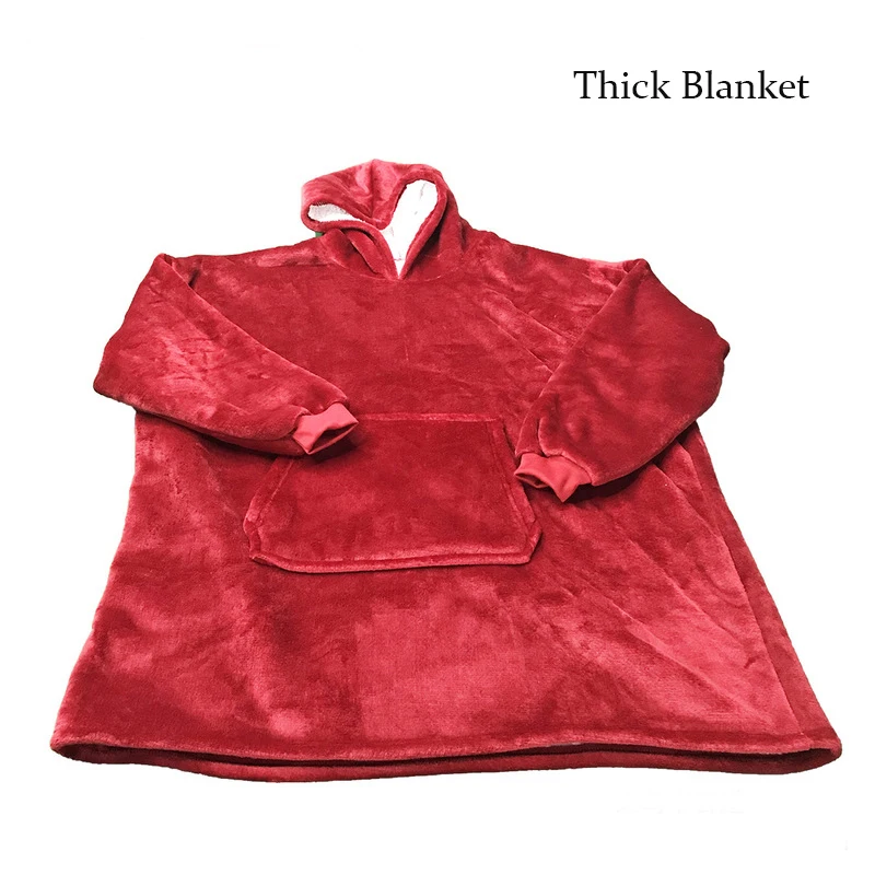 Thick Red Blanket Микрофибра плюшевое Коралловое Флисовое одеяло с рукавами супер мягкий теплый открытый карман для взрослых зимнее с капюшоном ТВ одеяло s - Цвет: Thick Red Blanket