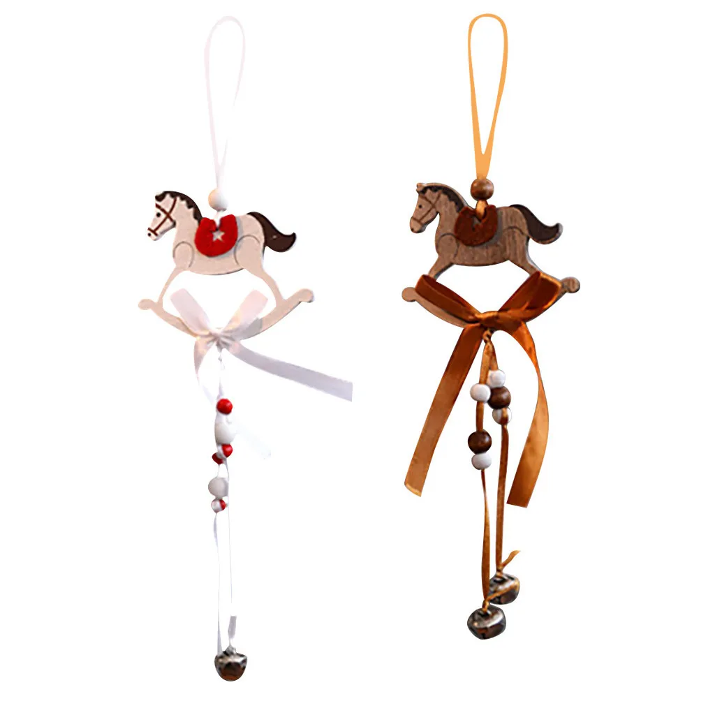 Рождественский мультяшный колокольчик с лошадью деревянное украшение животными
