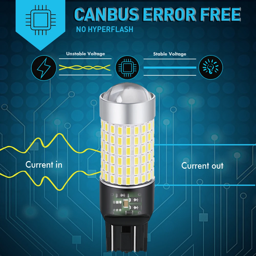 2X T20 7443 светодиод шина для автомобиля CAN свет 3014 144 SMD Автомобильные указатели