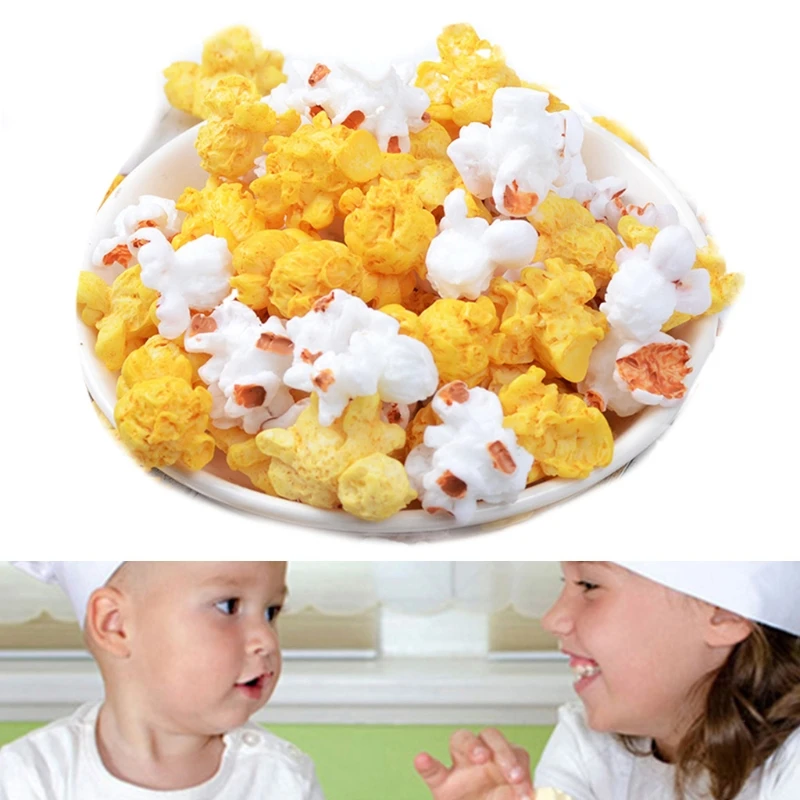 Popcorn Artificial para decoración de fiestas, 60 unids/paquete, simulación de comida falsa blanca y amarilla, B03A