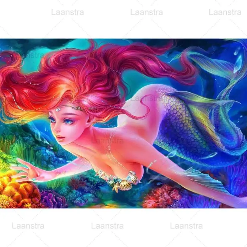 

5D Full Square Round Diamond Embroidery Mermaid Diamond Painting DIY Cross Stitch Beautiful Sea Woman Mosaic Picture Home Decor
