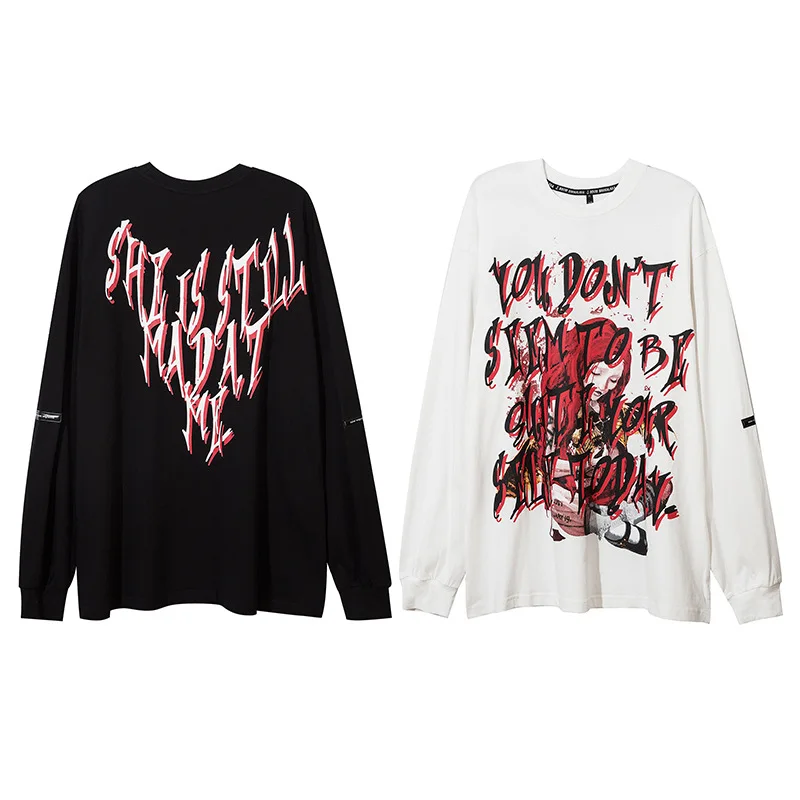 

Spring Autumn Pullover Hoodies Men Fashion Unisex Hoodies Hip Hop Cartoon Print Crewneck Casual Oversize Cotton Sweatshirts