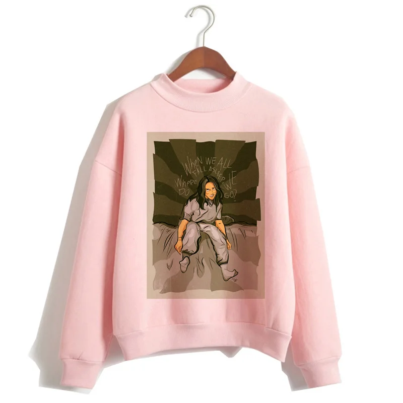 P1848L-pink Billie Eilish негабаритных худи для женщин Harajuku корейский хип хоп стиль Kawaii 90s Толстовка Женский капюшон Черная пятница Рождество - Цвет: P1848L-pink