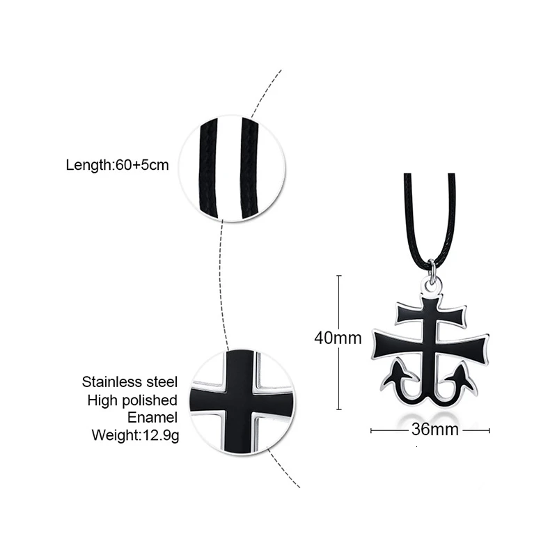 Мужские стильные ожерелья Vnox в форме студеницы виде креста черные молитвенные