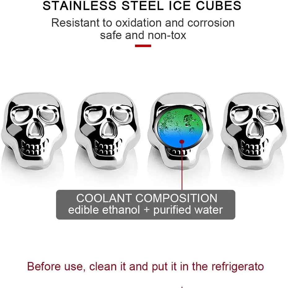 Кубики для виски и водки Beeman охладитель из нержавеющей стали с черепом напитков