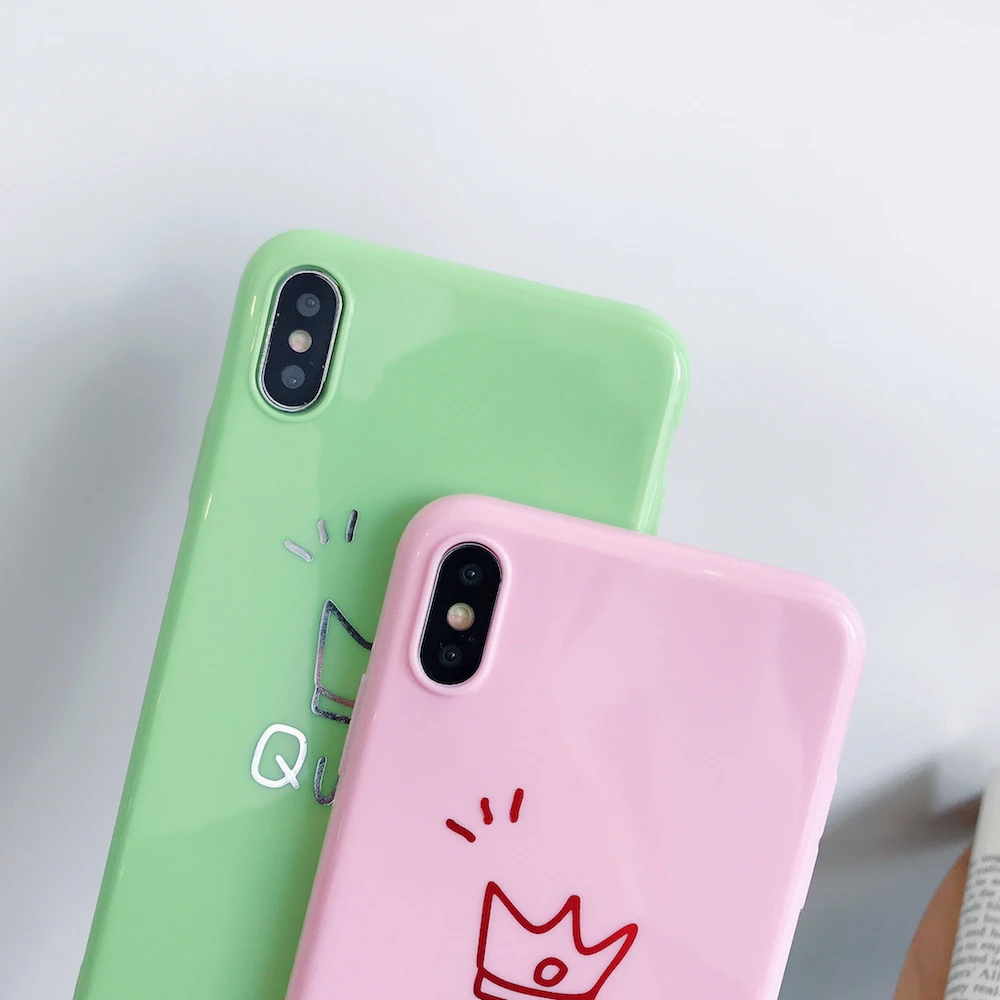Brand NEW Cute Crown KING Queen Soft Case for iPhone X Xs XR XsMax 8Plus 8 7Plus 7 6 6s Plus 11Pro 11ProMax 11 Phone Cover Coque | Мобильные