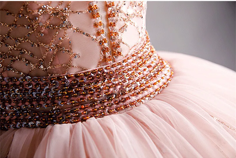 JaneVini блестящие длинные платья Quinceanera 2020 бальное платье без рукавов с глубоким