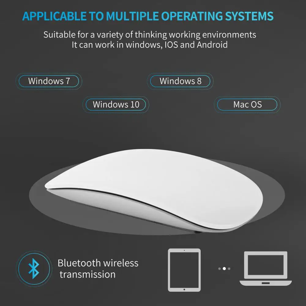 Zienstar Перезаряжаемые сенсорный волшебный Беспроводной Bluetooth 5 0 Мышь дорожная