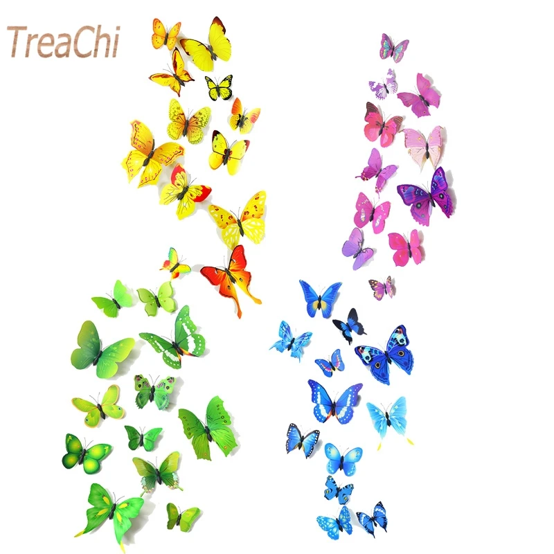 12 шт. художественный дизайн 3D бабочка Свадебный декор наклейка на стену домашний