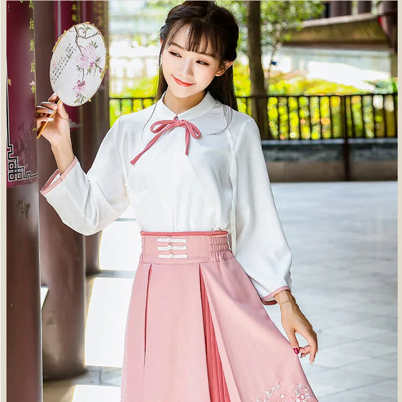 Популярные китайские древние традиционные Hanfu для женщин современные топы и юбки