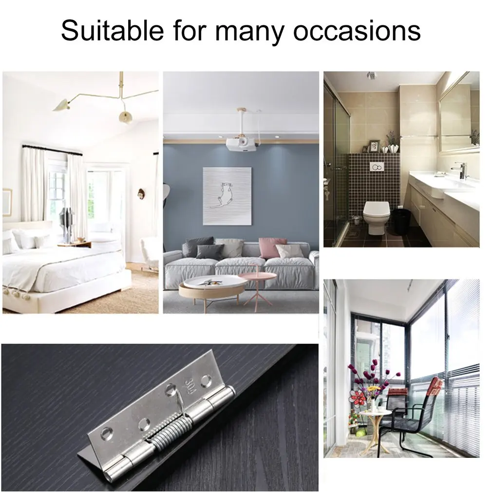 

18pcs Door Hinges 304 Stainless Steel Polished Door Hinges With Spring For Home Restroom Bedroom Hall Balcony