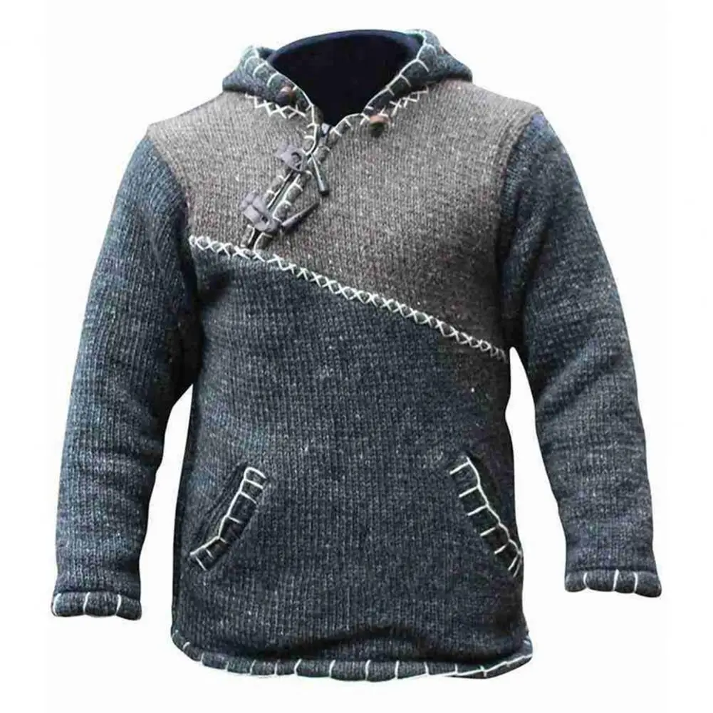 

Свитшот мужской трикотажный с длинным рукавом и пряжкой из коровьего рога