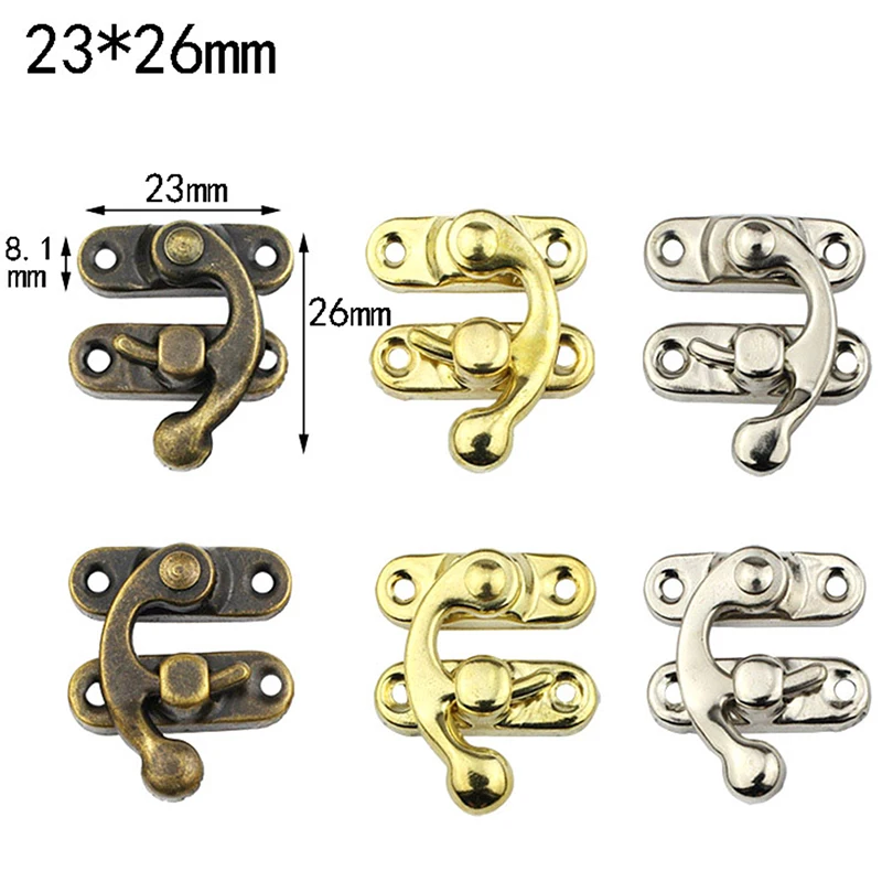 

10PCS Small Antique Metal Lock Decorative Hasps Hook For Gift Wooden Jewelry Box Padlock With Screws For Furniture Hardware