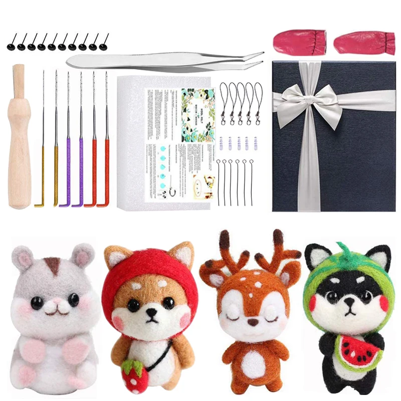 

LMDZ Wool Felting Kit Felting Tools Needle Felting Starter Kit with Felting Needles Foam Mat Instruction for Festival Decoration