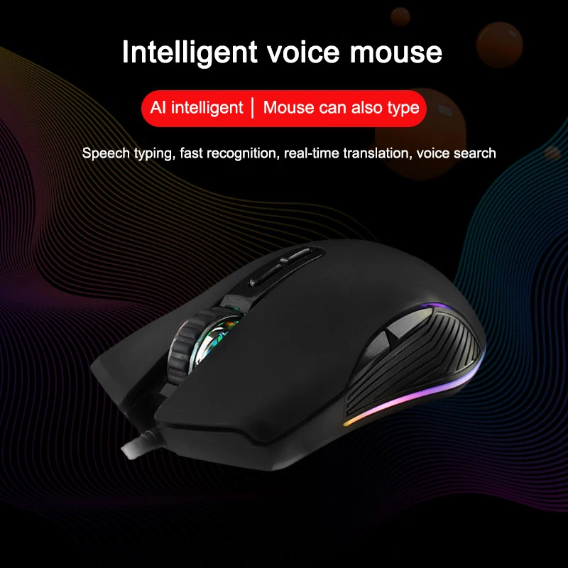 

New Voice Control Mouse Wired Mice Input Search Translation Mice for PC Computer with LED Light DOM668