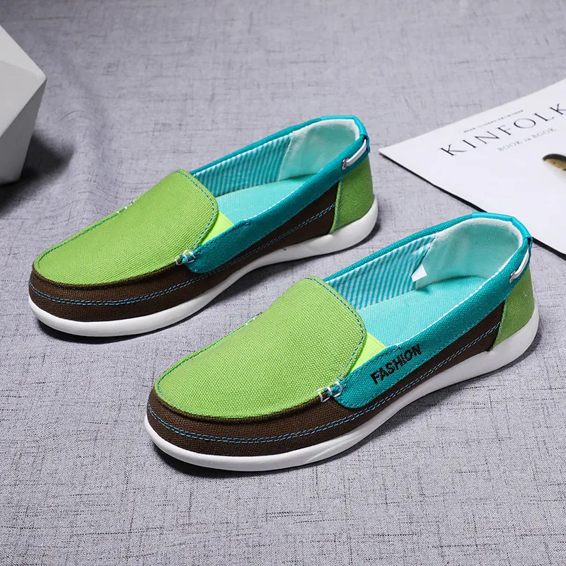 Туфли женские холщовые без шнуровки дышащие лоферы повседневная китайская обувь