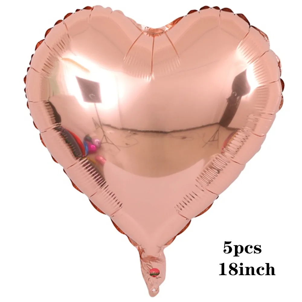 5pcs champaign gold 18 дюймов розовое золото сердце фольгированный шар 10 дюймов белый розовый латексный шар воздушный шар "Конфетти" свадебное украшение день Рождения Вечеринка Детские игрушки - Цвет: 5pcs champaign gold