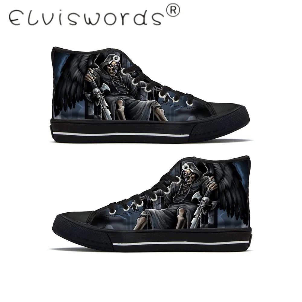 ELVISWORDS мужские крутые дизайнерские вулканизированные туфли с черепом модные