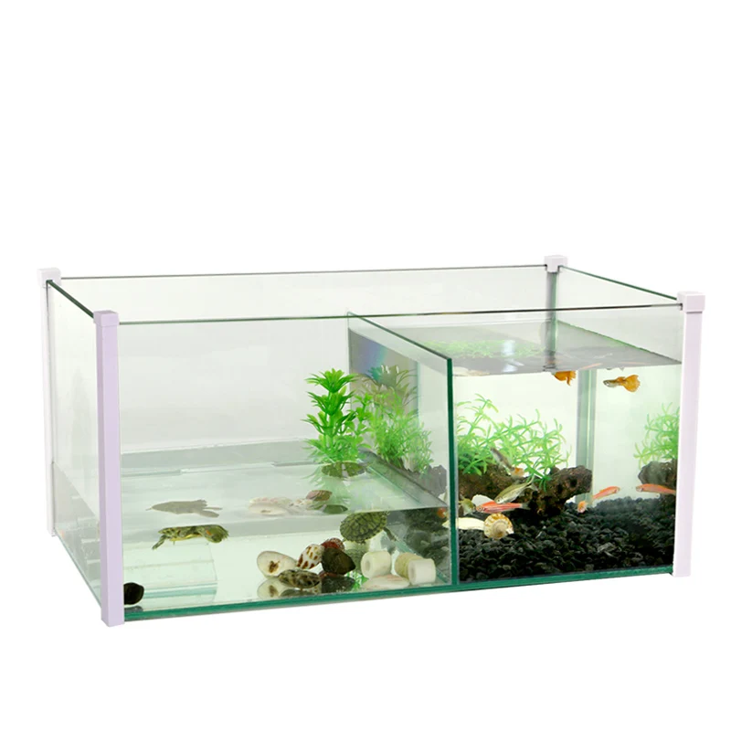 

Специальный резервуар для выращивания черепахи маленькая вода и земля с балконной виллой стеклянная Золотая рыбка черепаха Смешанная