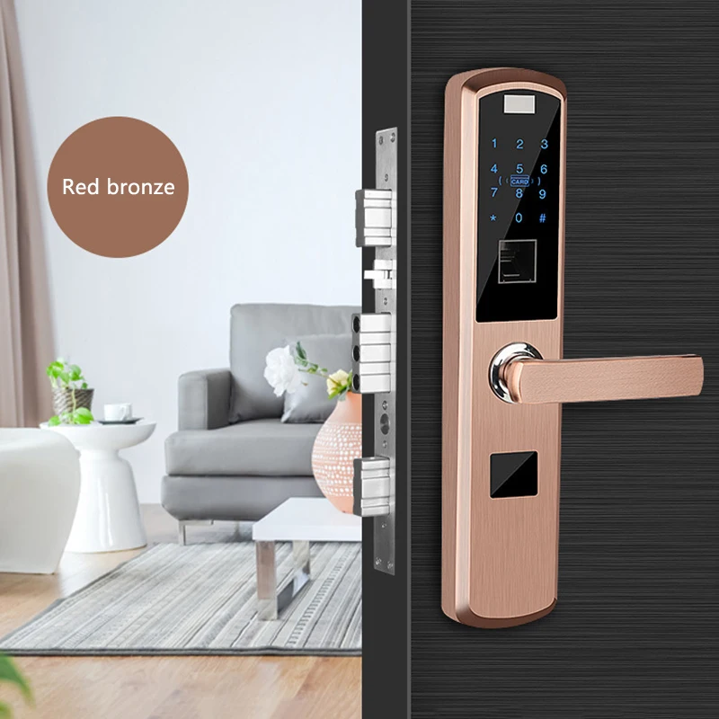 Замок дверной электронный полуавтоматический со сканером отпечатков пальцев и