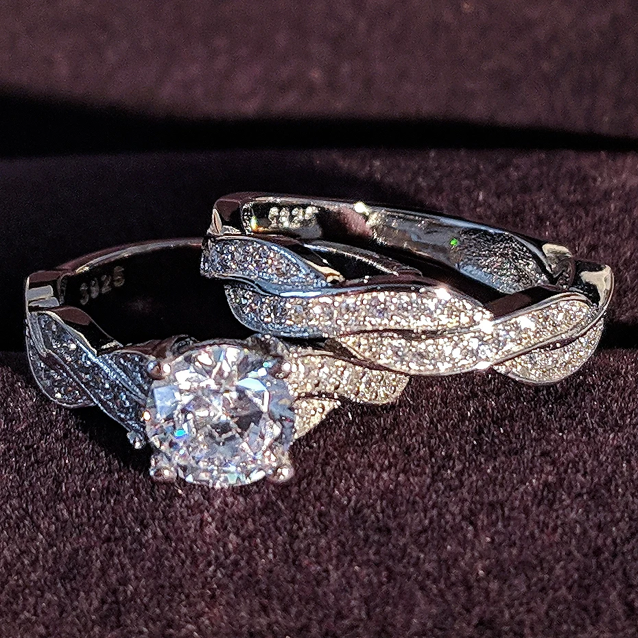 925 серебро 2018 Новое поступление обручальное кольцо набор пара для невесты обувь