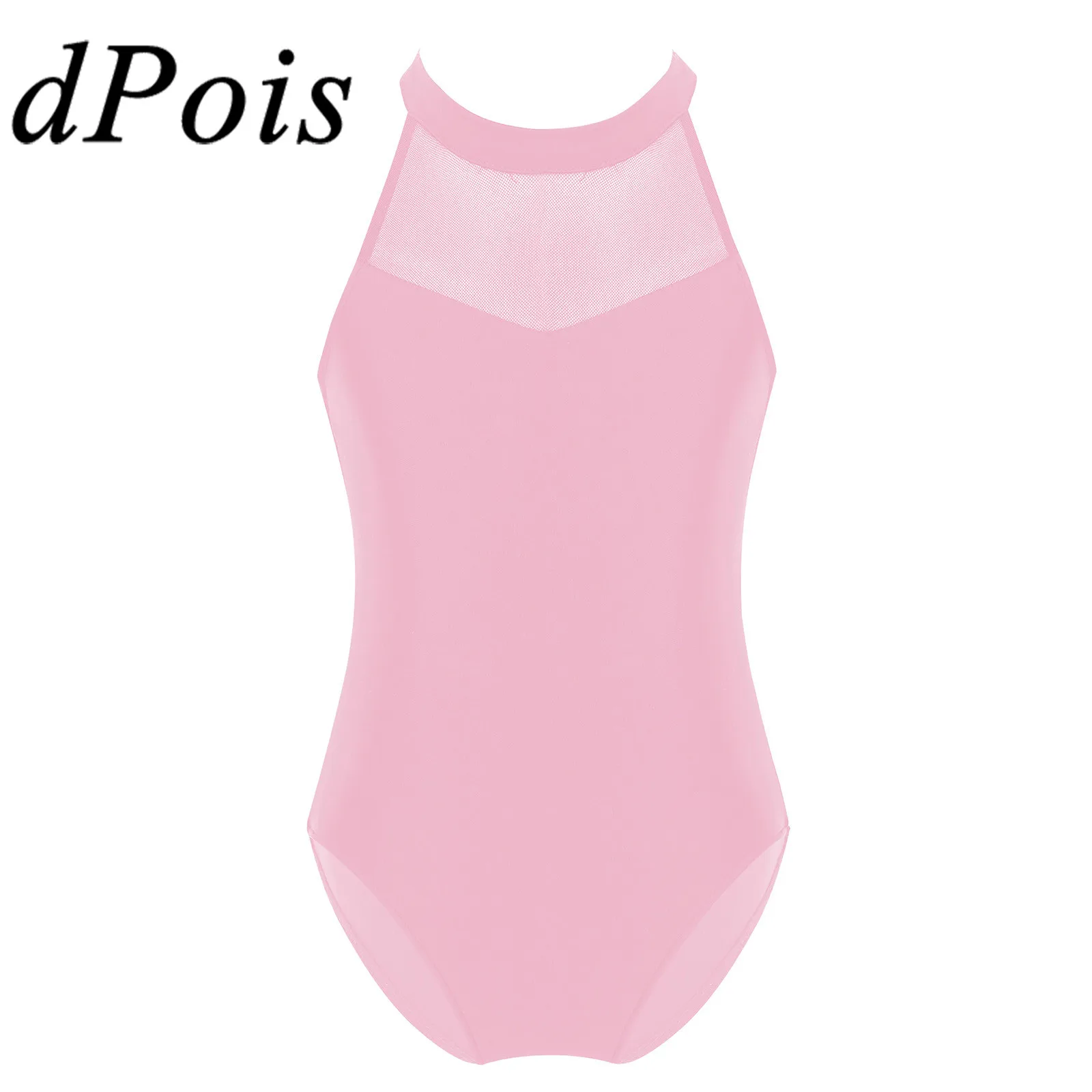 

Kids Sleeveless Mesh Splice Ballet Leotards Solid Color Gymnastics Leotard For Girls Dance Jumpsuit Ballerina Dancing Costume