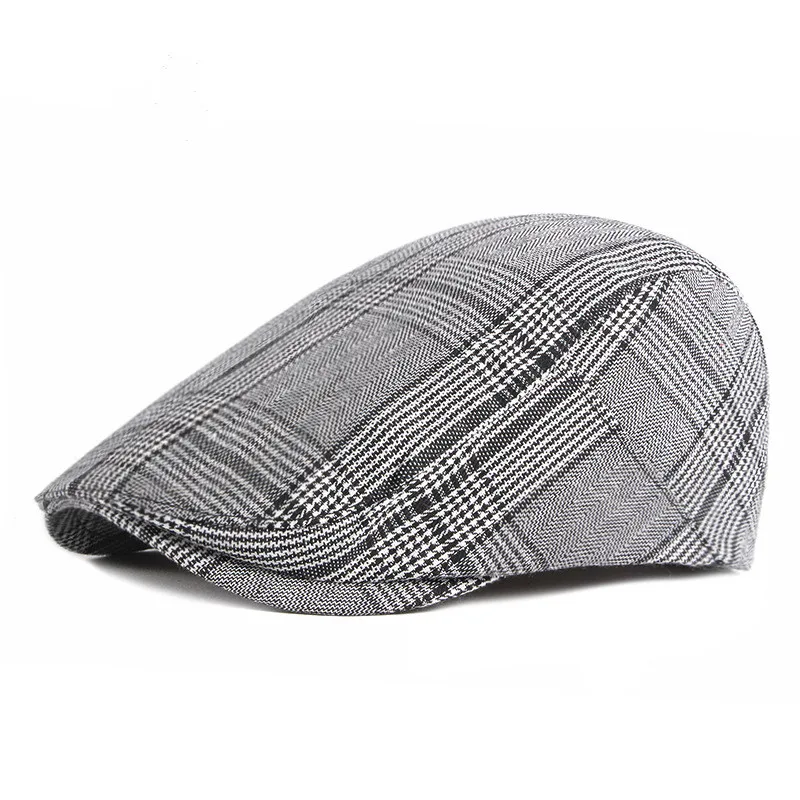 

male female summer spring plaid beret outdoor flat cap for women men vintage casual peaked hat duckbill gorras dropship