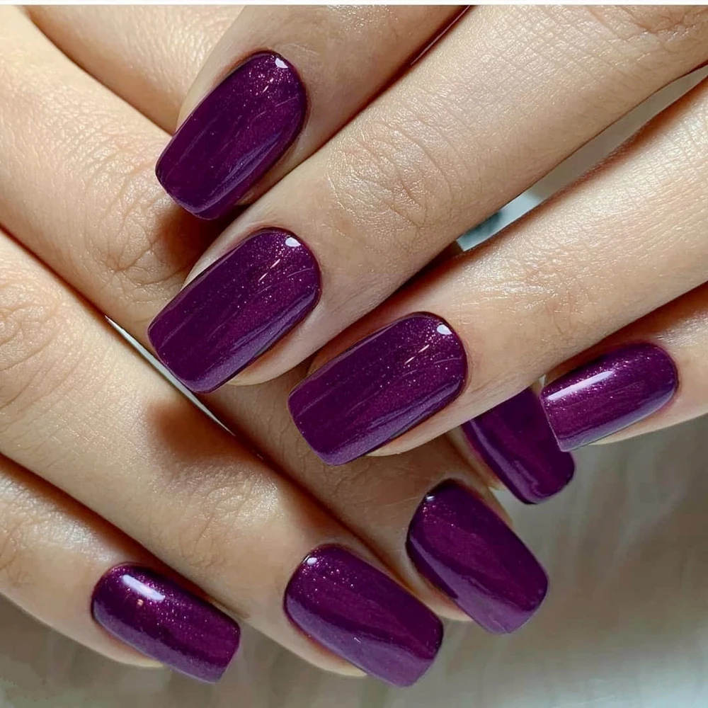 

24Pcs Dark Purple Press On Fake Nails For Design Glitter Artificial False Fingernails DIY Full Cover Tips Macaron Manicure Tool