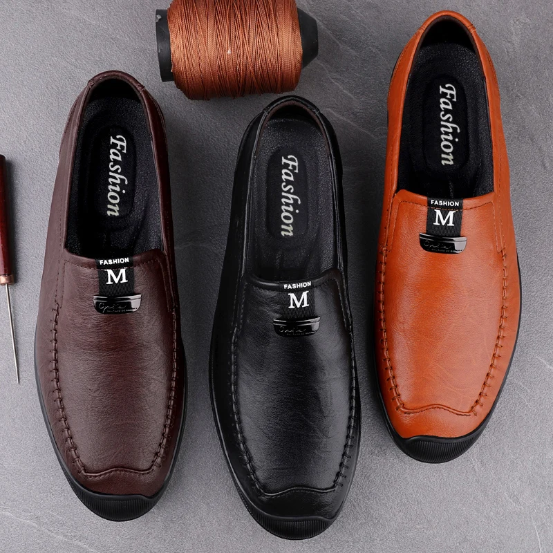 

Luxury Brand Summer Men Casual Shoes Genuine Leather Loafers Men Breathable Moccasins Slip On Italian Boat Shoes Plus Size 37-45