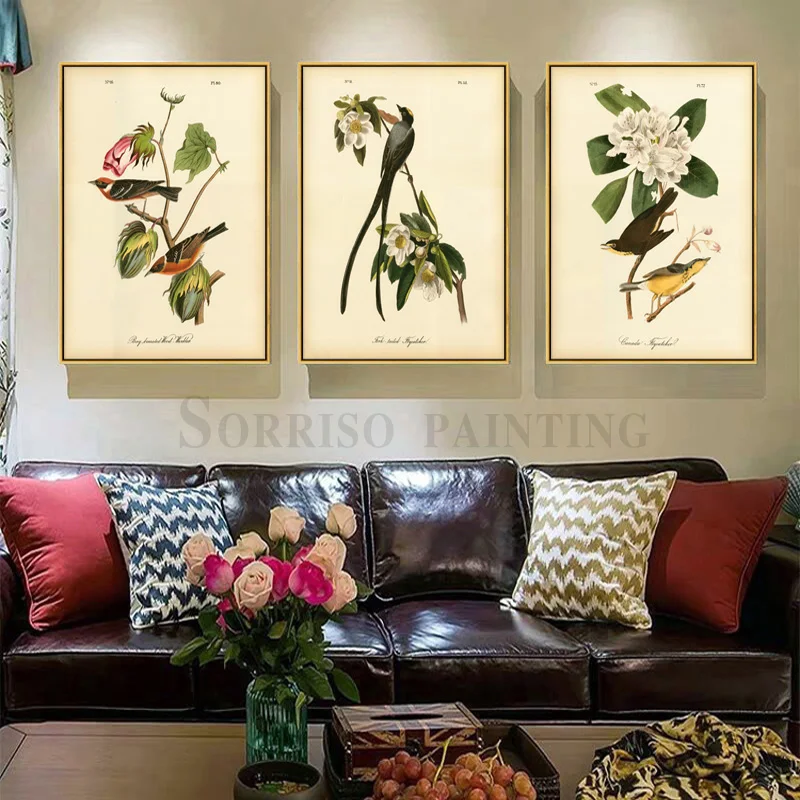 

American Style Flowers And Birds Canvas Painting Posters And Prints Pictures For Living Room Home Dining Decor Hallway Wall Art