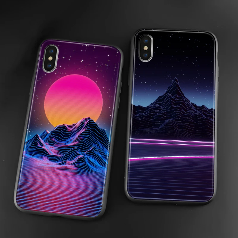 Мягкий силиконовый чехол Synthwave в стиле ретро для iPhone 6 6s 7 8 Plus X XR XS 11 12 mini Pro