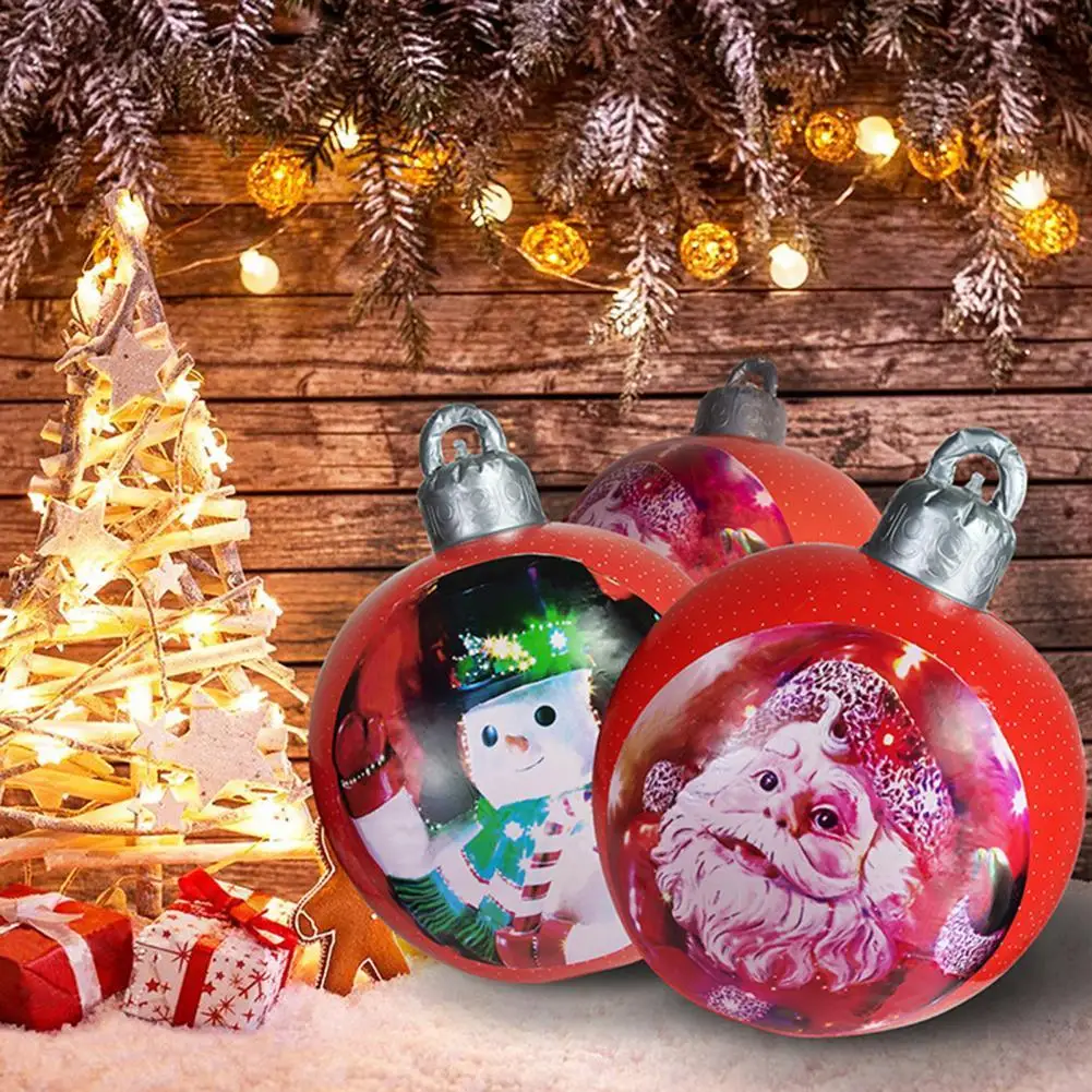 

1 Set PVC Adorable Santa Claus Pattern Hanging Decor Christmas Style Bright-colored Hanging Ball Pendant Decoration for Home