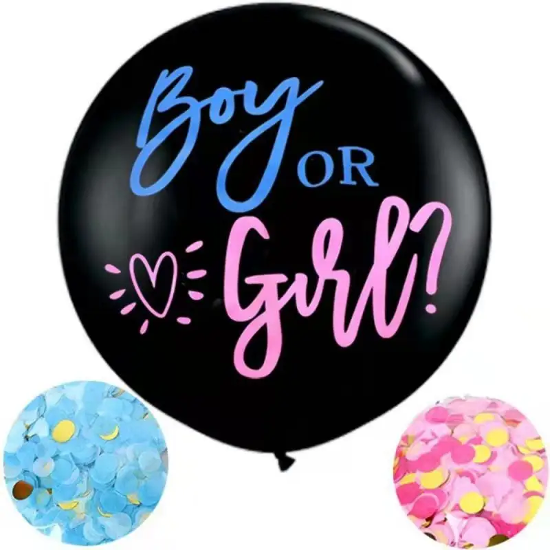 

Boy Or Girl Gender Reveal Black Latex Balloon Baby Shower Confetti Ballons Birthday Gender Reveal Party Decor Ceremonial Sense